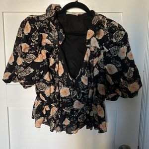 Ulla Johnson Nadya Blouse in Noir Floral Size 8